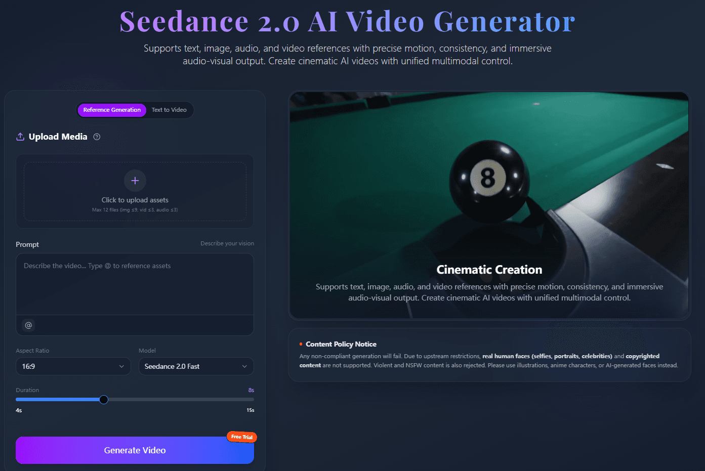Seedance 2.0 AI Video Generator - Product Image