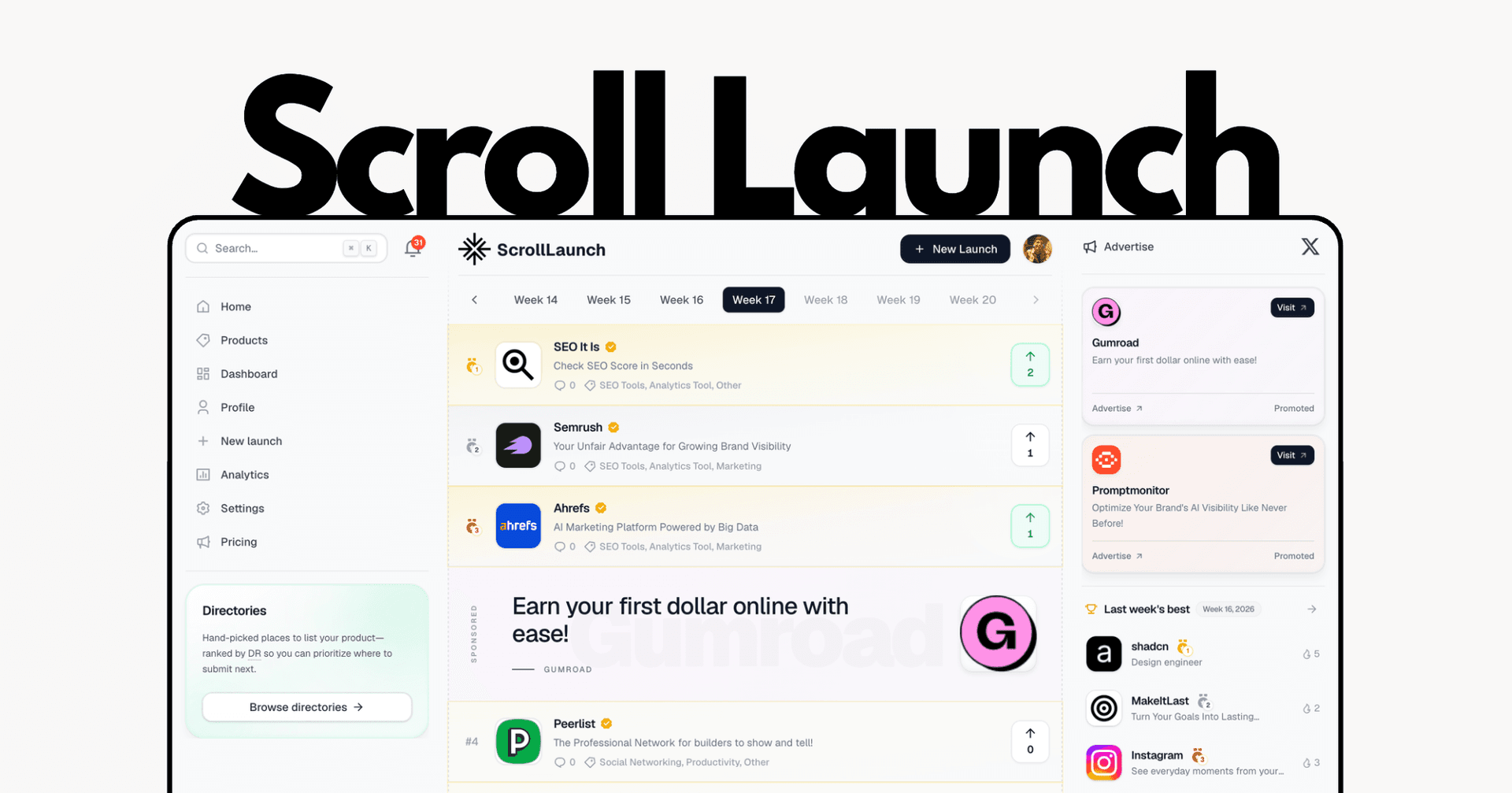 Scroll Launch - Product Image